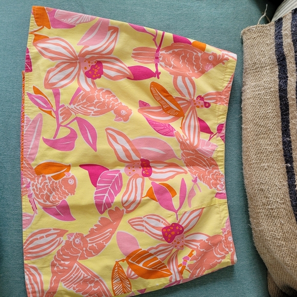 Lilly Pulitzer Pacific Wing Parrot Yellows Pinks Riverside Skirt Sz 4 - Picture 7 of 12